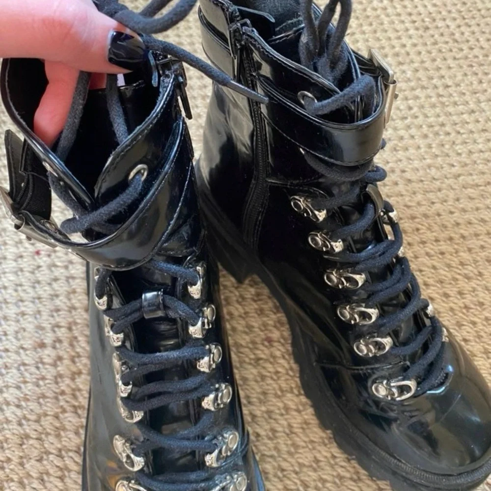 Jeffrey Campbell Black Lace-Up Ankle Boots - Picture 4 of 5